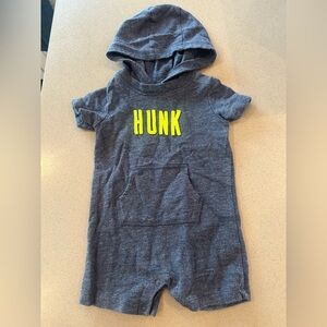 Carter's baby boy hooded romper heathered blue/grey "HUNK" Size 9 M